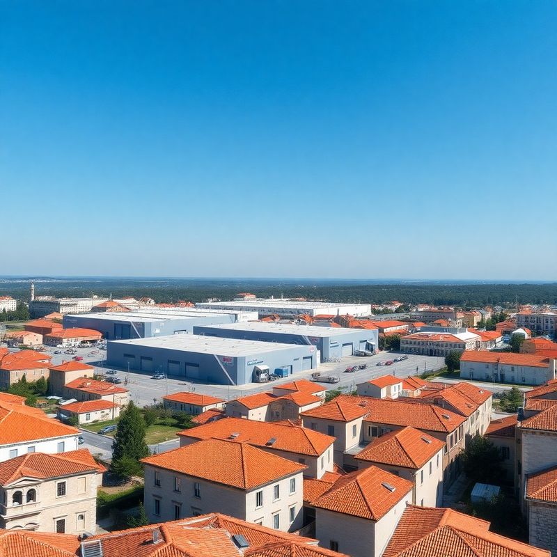 Zračni pogled na industrijski i komercijalni krajolik istočne Hrvatske